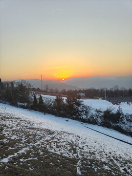 夕陽雪景