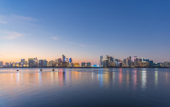 杭州城市夜景錢江新城都市景觀