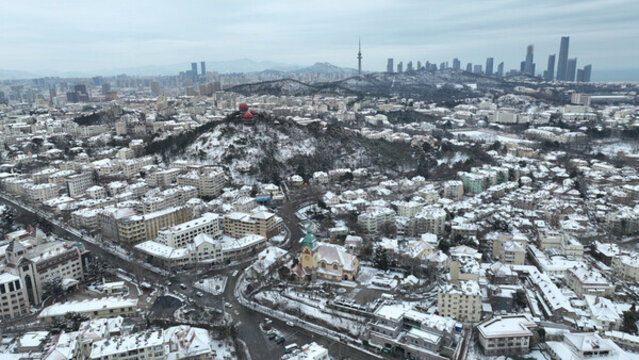 青島信號山雪景