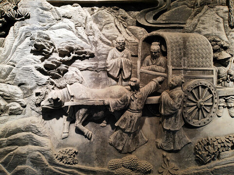 郑州文庙古代人物生活场景砖雕墙