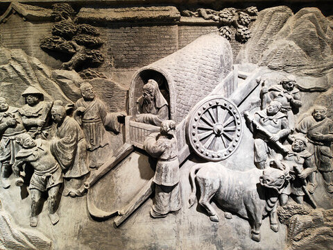 郑州文庙古代人物生活场景砖雕