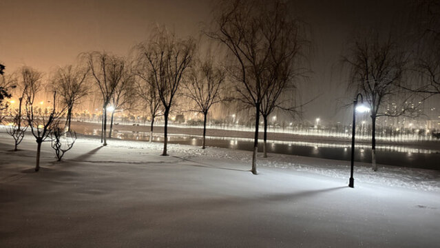 夜晚雪景