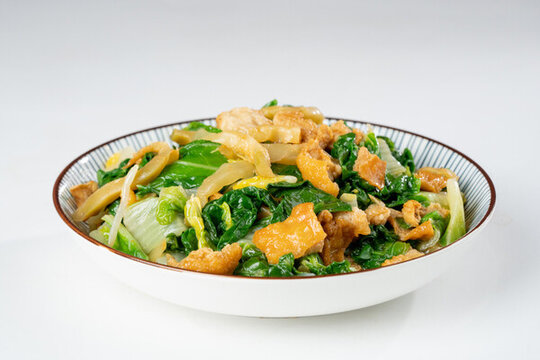 榨菜絲杭白菜炒油渣