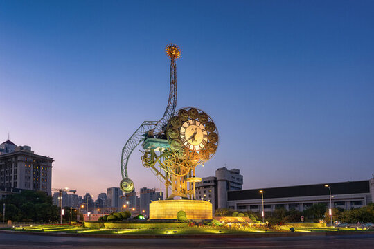 天津解放橋世紀(jì)鐘夜景