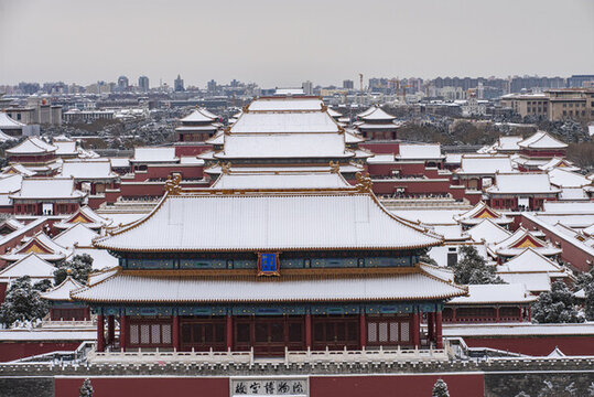 北京景山故宮雪景