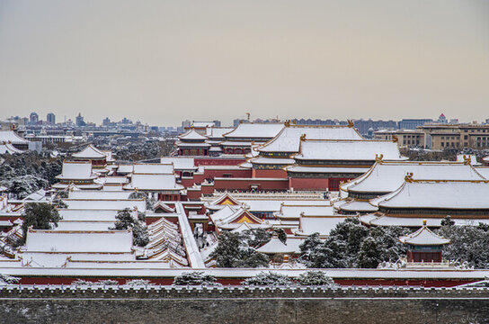北京景山故宮雪景