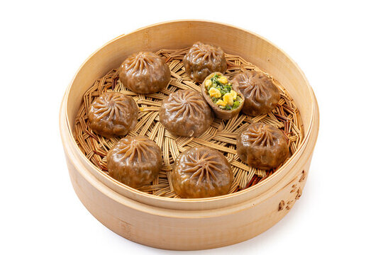 蕎麥薄皮薺菜雞蛋餡素包子