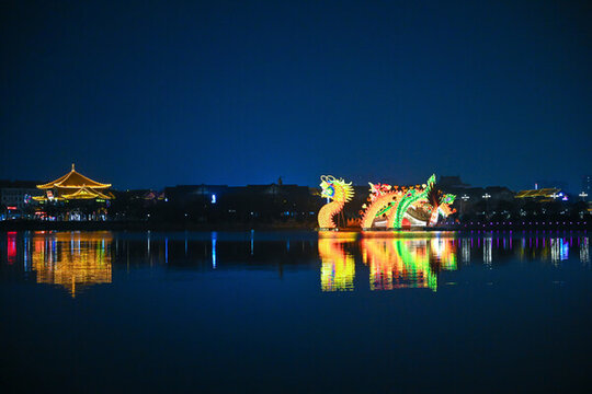 開封龍亭公園燈籠燈會(huì)花燈夜景