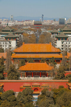 北京中軸線景山壽皇殿鳥巢鼓樓