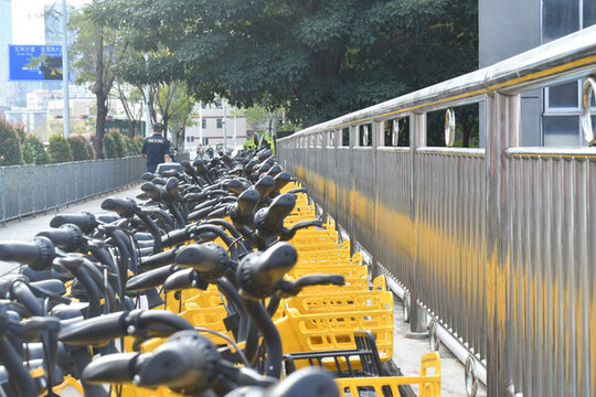 深圳城市區(qū)里的共享單車