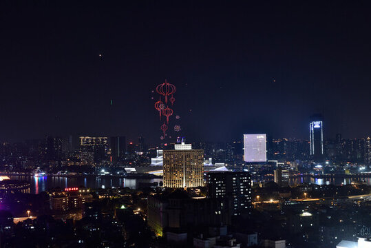 廣州白鵝潭無人機(jī)表演夜景