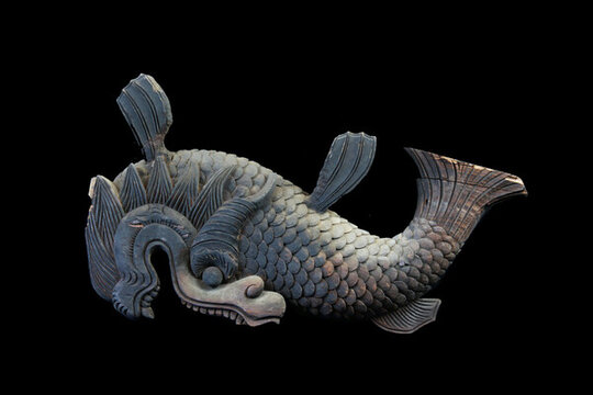 鰲魚紋雀替木雕裝飾圖樣