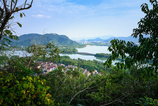 杭州湘湖俯拍风景