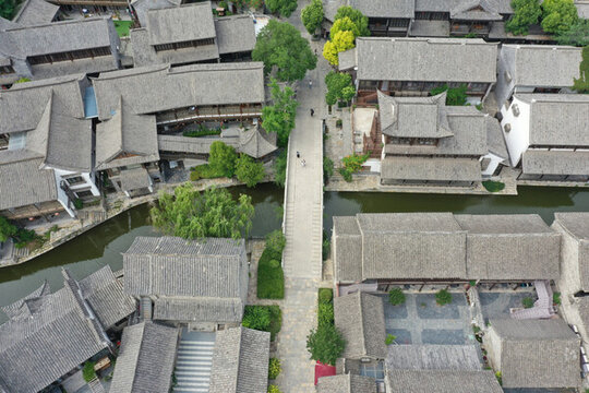 航拍臺兒莊古城