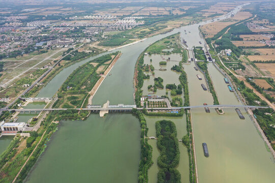 航拍臺兒莊運河大橋
