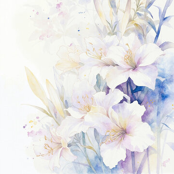 描绘优雅花卉的水彩插画