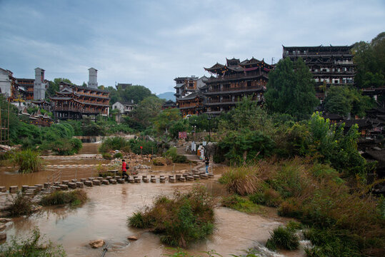 湘西鳳凰古鎮(zhèn)里河流
