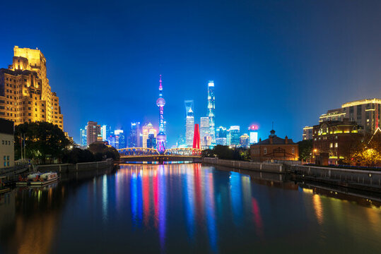 上海外灘蘇州河夜景