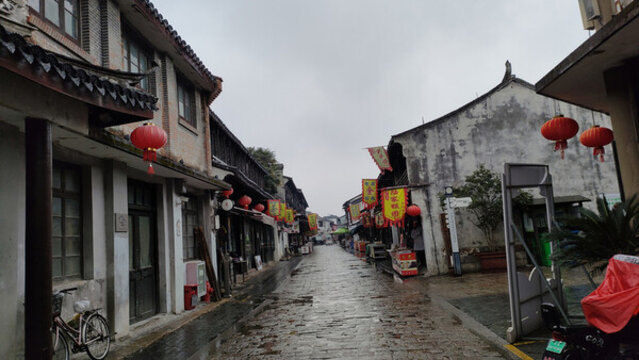 蘇州沙溪古鎮(zhèn)古街雨后旅游風(fēng)景