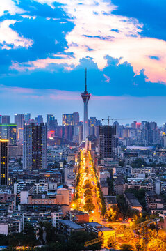 成都339電視塔杉板橋城市夜景