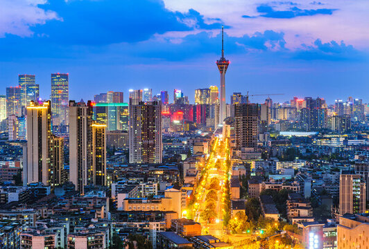 成都339電視塔杉板橋城市夜景