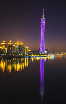 廣州珠江廣州塔夜景燈光