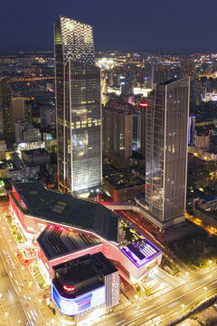 昆明恒隆廣場航拍城市風(fēng)光夜景