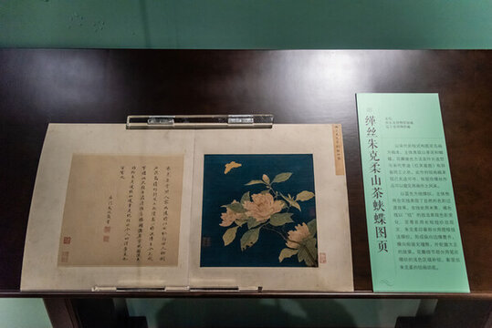 宋代緙絲朱克柔山茶蛺蝶圖頁