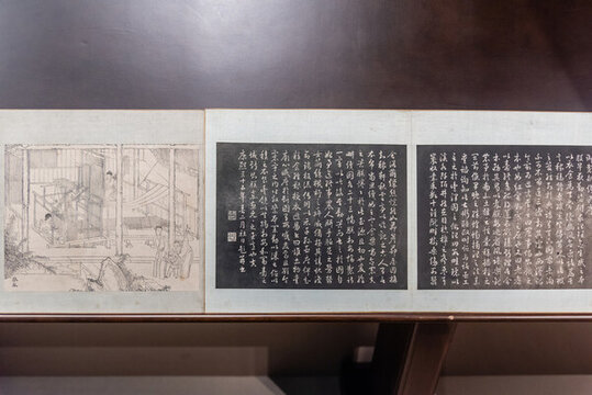 清代紙本墨拓耕織圖冊頁