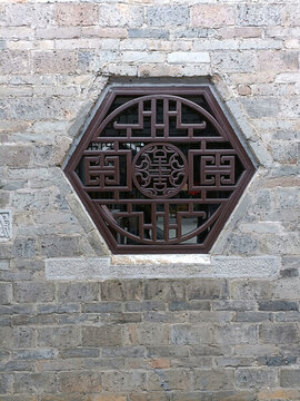 六邊形木雕漏窗