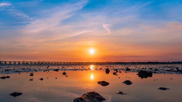 深圳紅樹灣夕陽風景