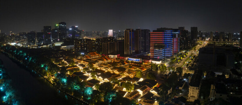 杭州拱墅區(qū)大兜路香積寺夜景