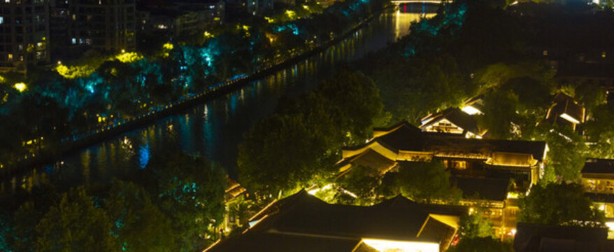 杭州拱墅區(qū)大兜路香積寺夜景