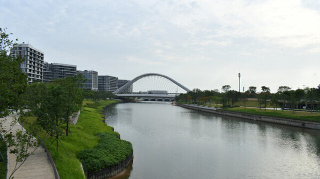 深圳寶安會(huì)展中心的河邊公園