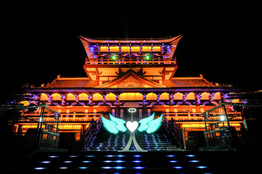 中式古建筑夜景