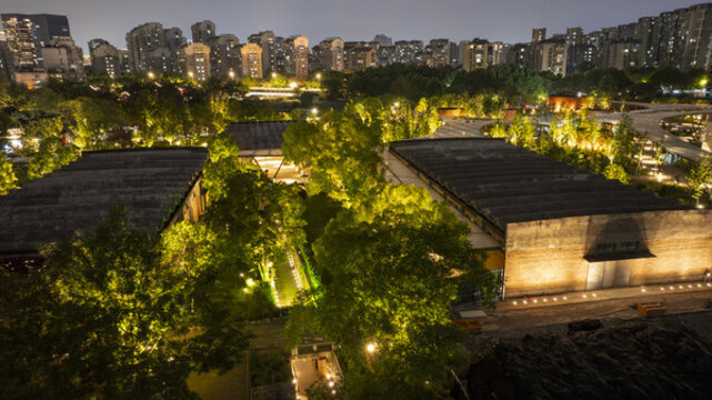 杭州拱墅大運(yùn)河小河公園夜景