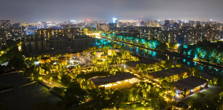 杭州拱墅大運(yùn)河小河公園夜景