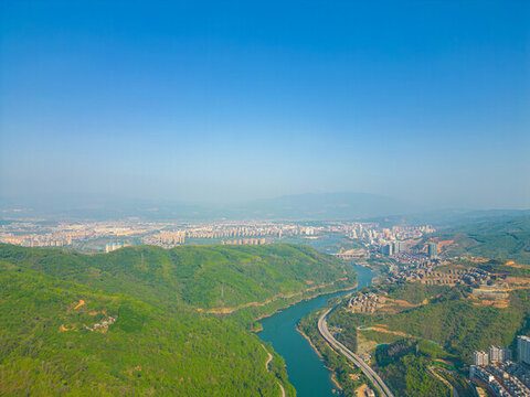 航拍西雙版納景洪市城市風(fēng)光