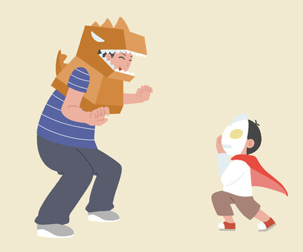 父親節(jié)手繪插畫插圖親子互動