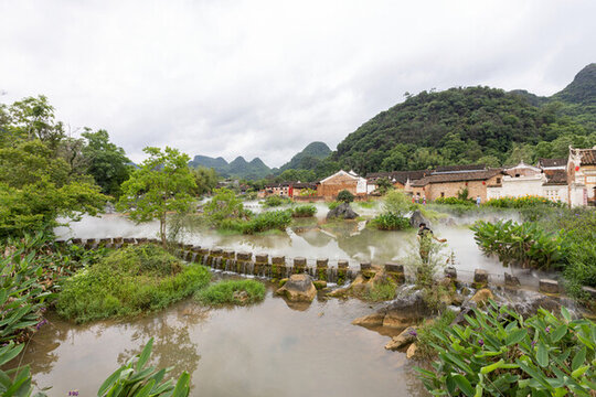 中國(guó)湖南江永古村落勾藍(lán)瑤寨景觀