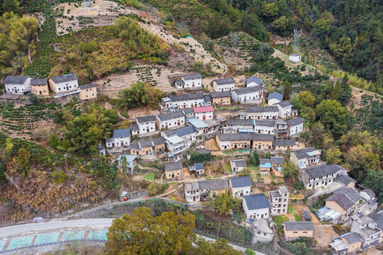 安徽皖南山區(qū)鄉(xiāng)村土房子航拍風(fēng)光