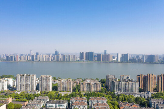 浙江杭州錢塘江兩岸城市風光
