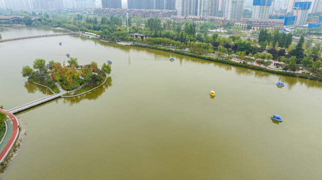 航拍西安雁鳴湖景區(qū)