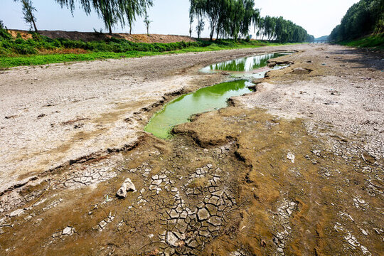 河南大旱河水斷流河底龜裂