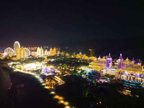 航拍告莊西雙景星光夜市夜景風(fēng)光