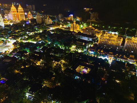 航拍告莊西雙景星光夜市夜景風(fēng)光