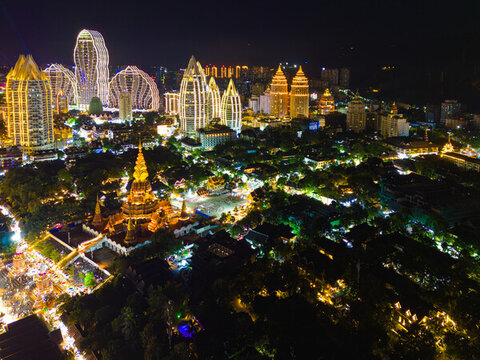 航拍告莊西雙景星光夜市夜景風(fēng)光