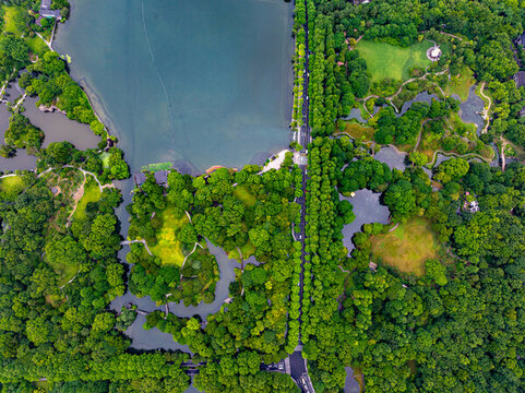 杭州西湖小南湖全景鳥瞰