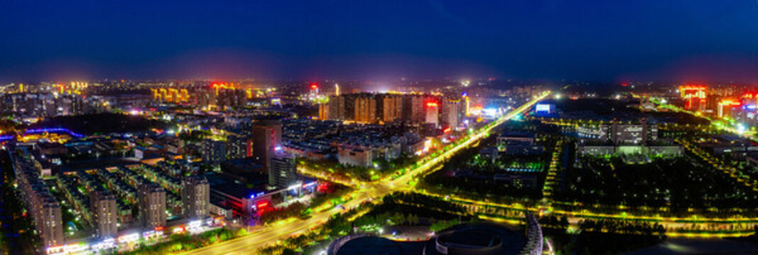 開發(fā)區(qū)新華書店市委大樓夜景大景