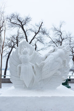 中國黑龍江哈爾濱松花江邊的雪雕